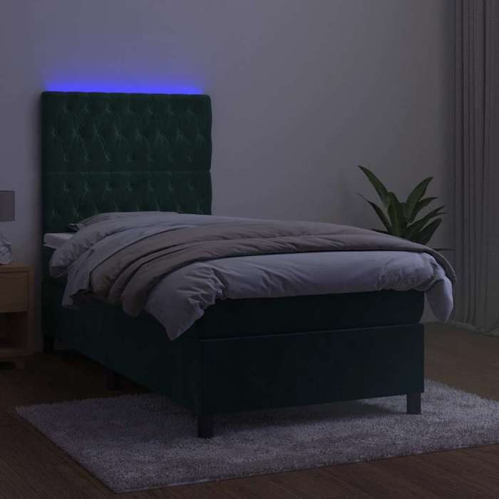 Maison Exclusive - Sommier à lattes de lit et matelas et LED Vert foncé 80x200 cm