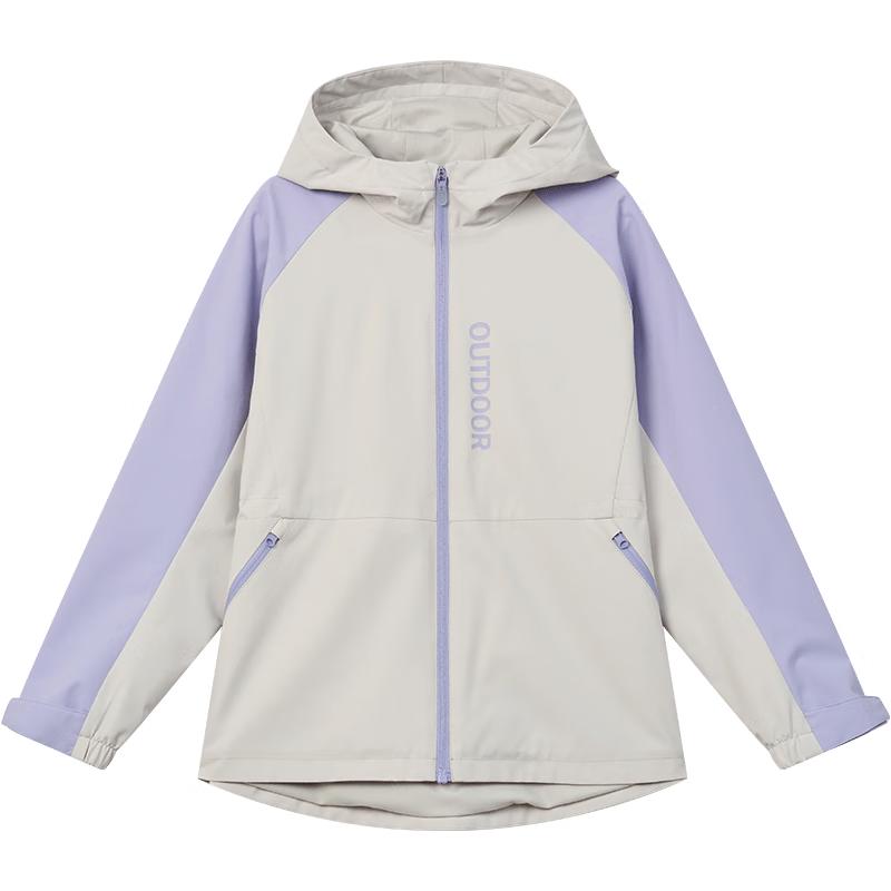 ERKE Girls' Hooded Thickened Zipper Windbreaker Jacket