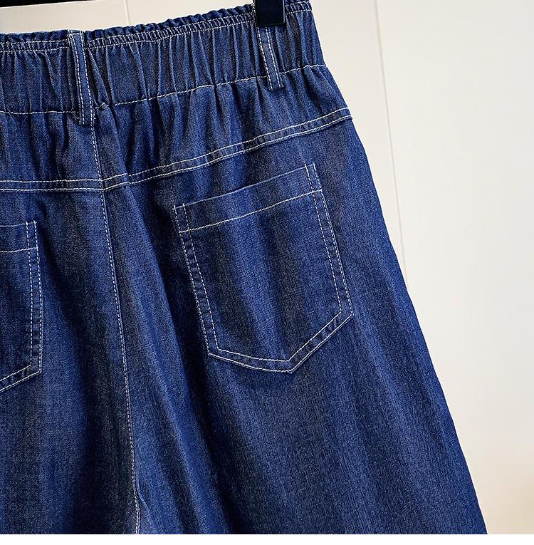 Women's Lightweight Tencel Denim High-Waist Loose Shorts - Summer Ice Silk 5-Point Pants Plus Size