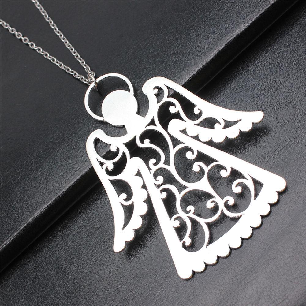 Vintage Angel Wing Pendant Necklace Alloy Feather Guardian Charm Necklaces Blessing Jewelry Gift For Making