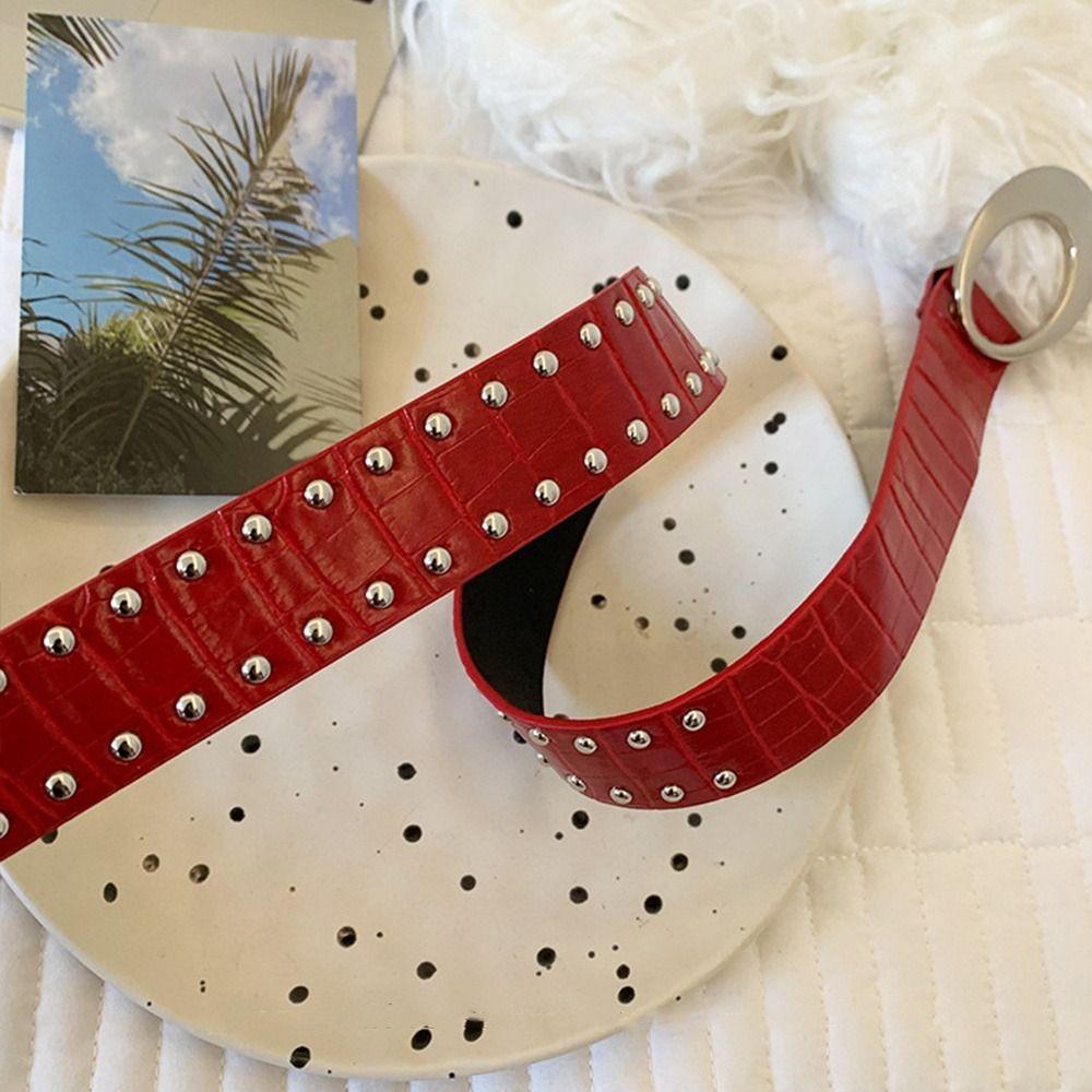 Y2k Women's Rivet Belt Gothic Dress Jeans Belt American Leather Waist Belt Waist Accessories