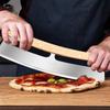 Stainless Steel Pizza Cutter - Easy To Clean Pizza Slicer Wheel with Wooden Handles Professional Pizza Knife Kitchen Tool