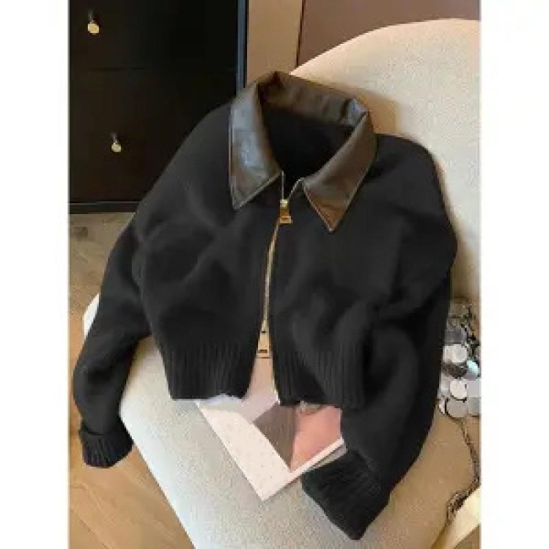Dames Lente Korte Cardigan Trui Herfst Splicing Elegant en Temperamentvolle Tops