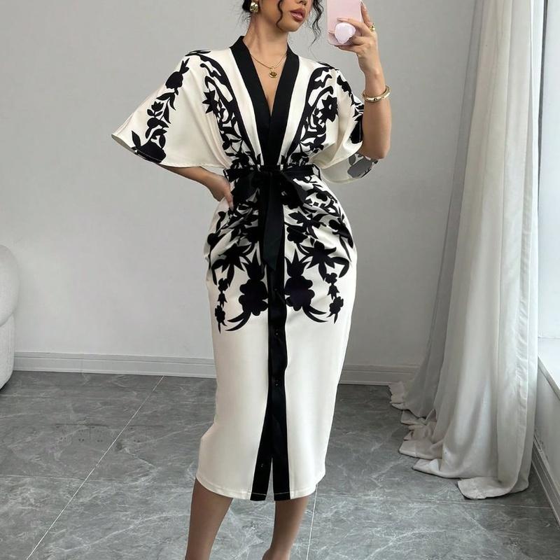 European Style Fashion Vintage Print Cardigan Jacket Women Long Sleeve XS