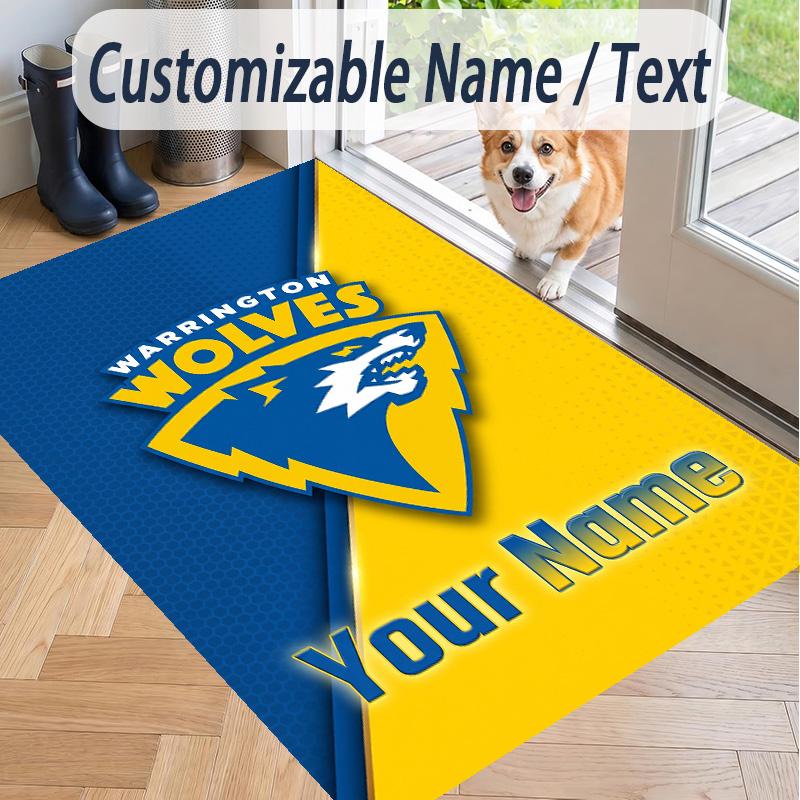 Custom Text Printed Rug Warrington Wolves FC Non Slip Floor Carpet For Home Room Decor
