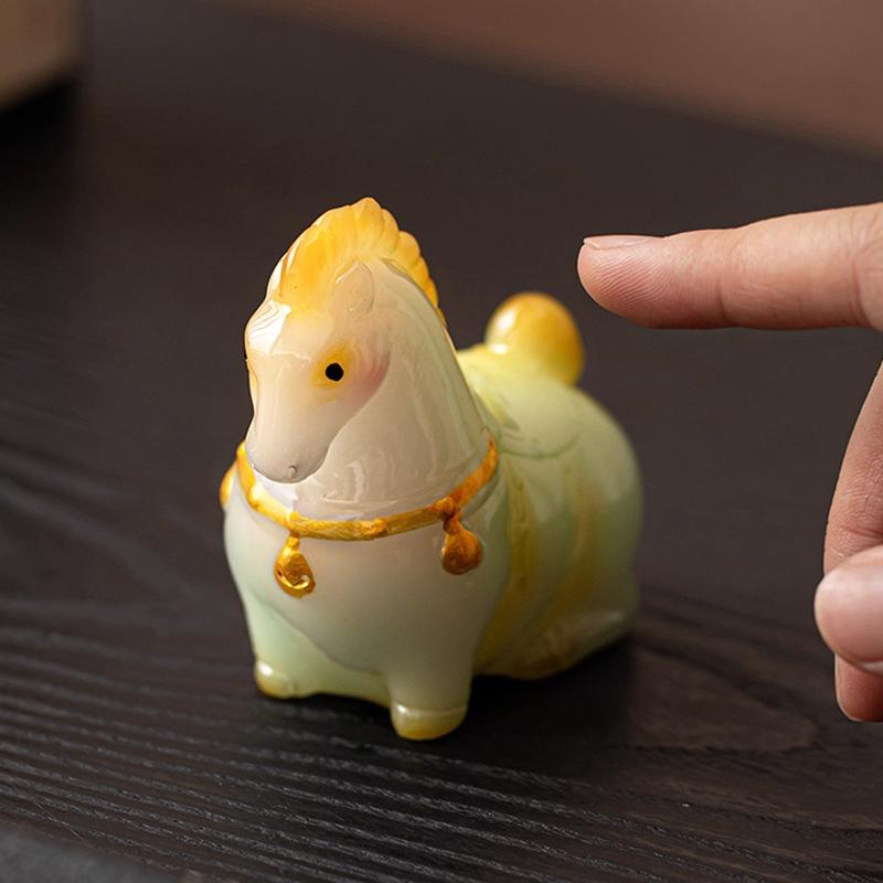Creative Change Color Small Horse Shape Ornament Micro Landscape Tea Pet Indoor Desktop Decoration Resin Crafts Accessories, 1Pc