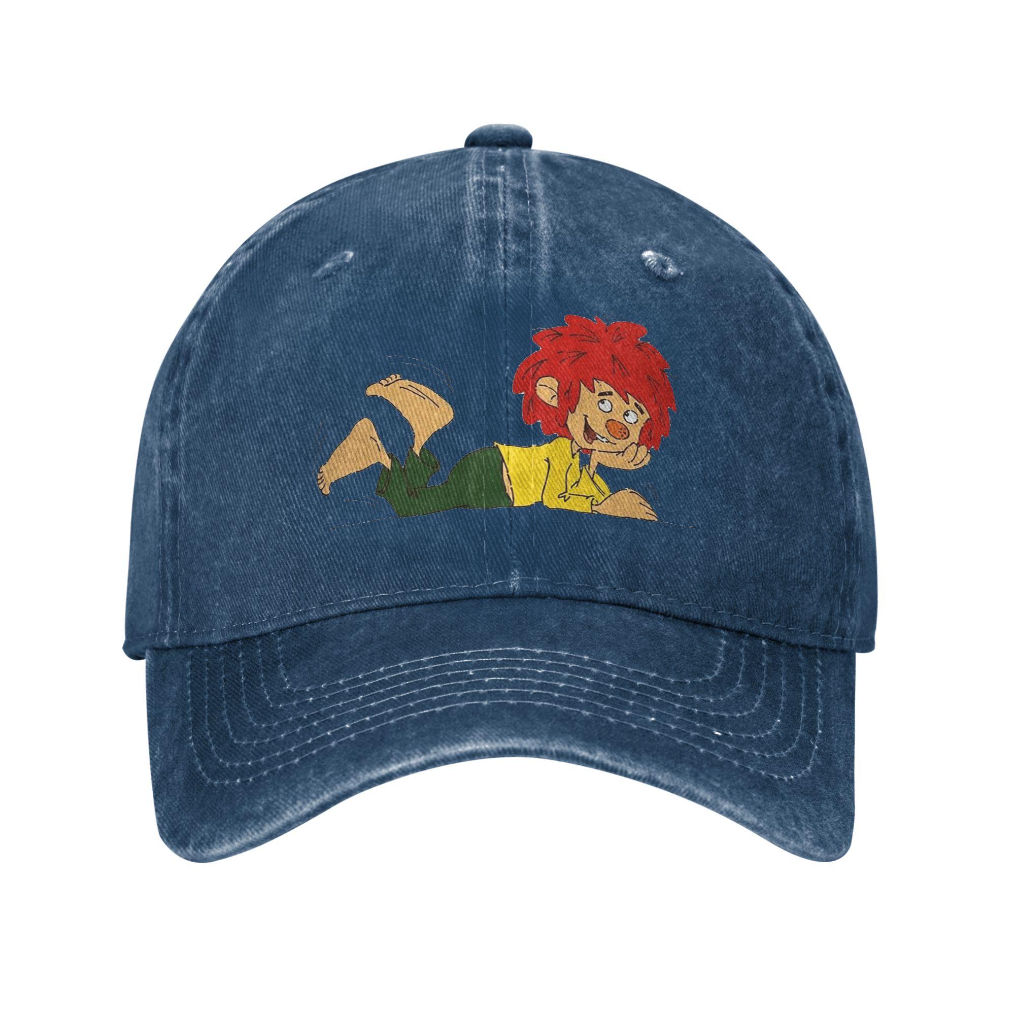 

Pumuckl Washed Denim Baseball Caps Snapback Baseball Hats Breathable Casquette Outdoor Unisex One Size