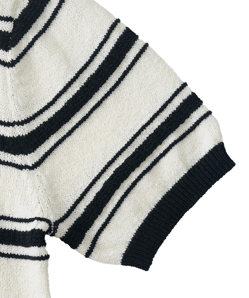 ANALOG MOOD Modern Striped Short Sleeve Knit (Ivory)
