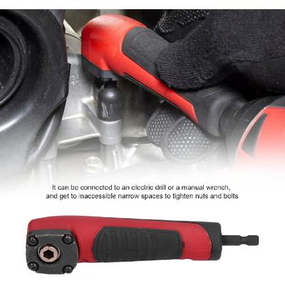 90 Degree Impact Driver Drill Adapter, Multifunctional Red Shockwave Right Angle Adapter Convenient Rubber Handle for Drilling