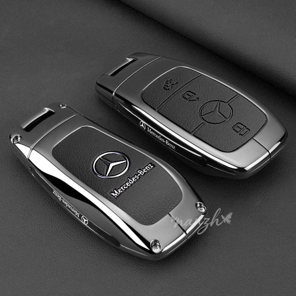 CRZ1 Keychain Leather Fashion Car Key Case Cover Shell For Mercedes Benz A C E S G GLS CLA Class W213 W203 W211 W205 W177X167 W204