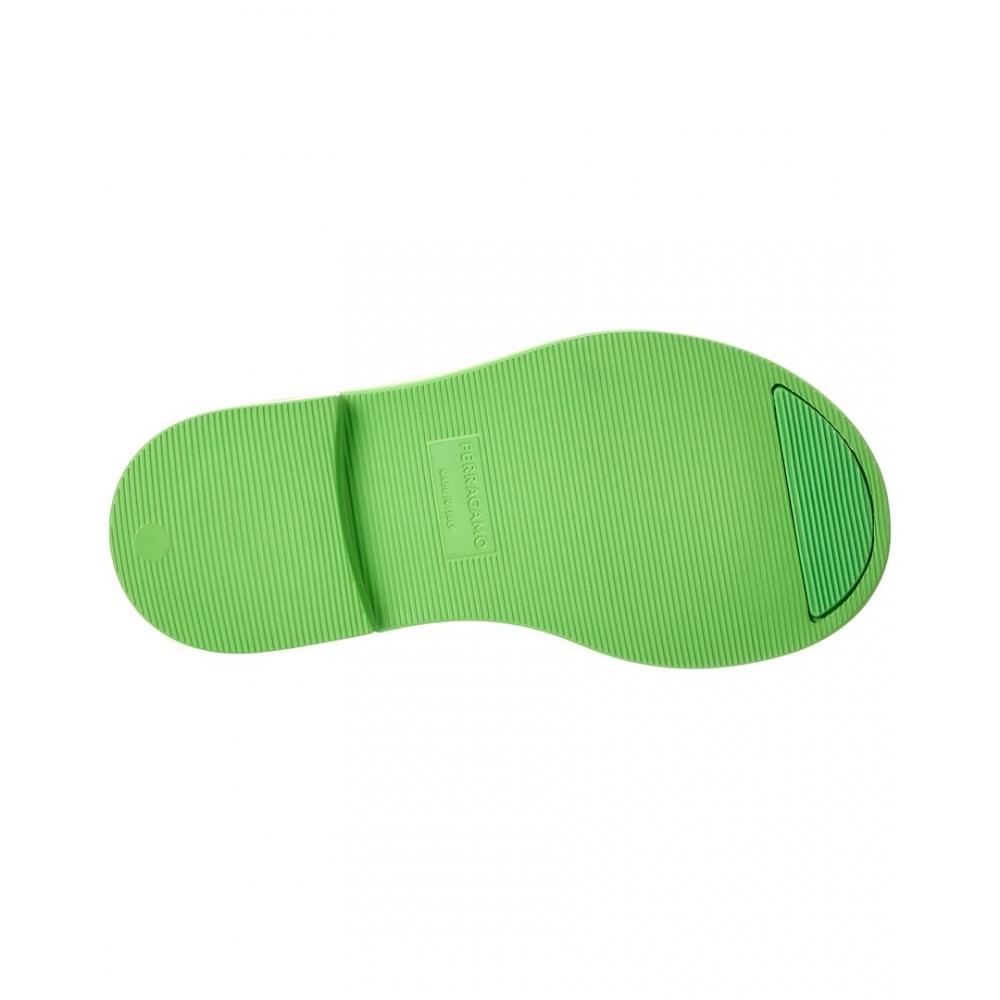 Salvatore Ferragamo Green Rubber Sandal 3d Logo Ferragamo Giuneva