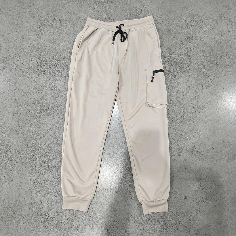 Men Cargo Jogger Sweatpants, Elastic Drawstring Waist Zippered Thigh Cargo Pocket Side Hand Pockets Ribbed Ankle Cuffs Soft Casual Athletic Trousers