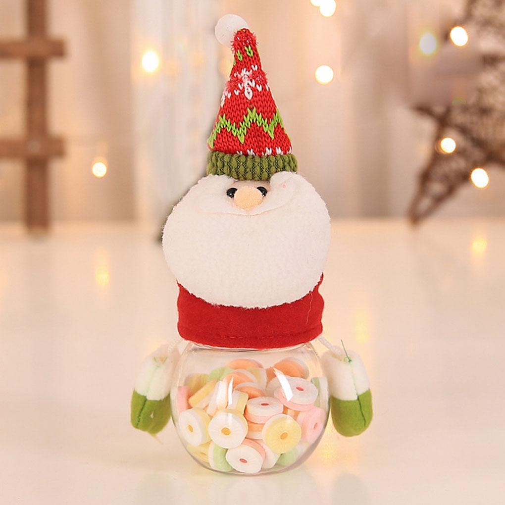 Christmas Candy Jar Sugar Box Xmas Gift Bag Santa Claus Transparent Candy Box