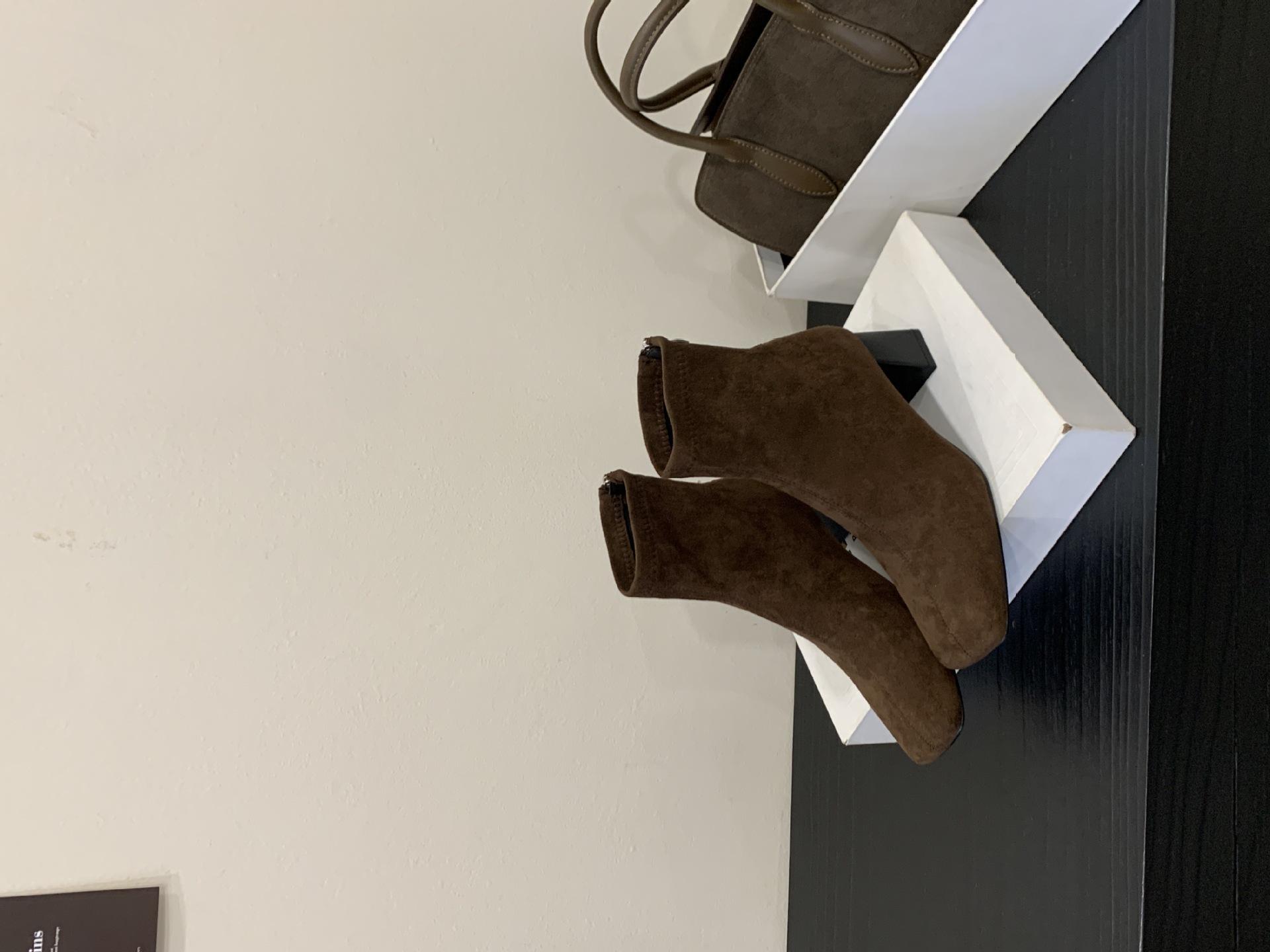 

2025 осень и зима ретро замша круглый носок толстый каблук тонкие ботильоны женские осень и зима европейские и американские повседневные короткие ботинки 39 коричневый