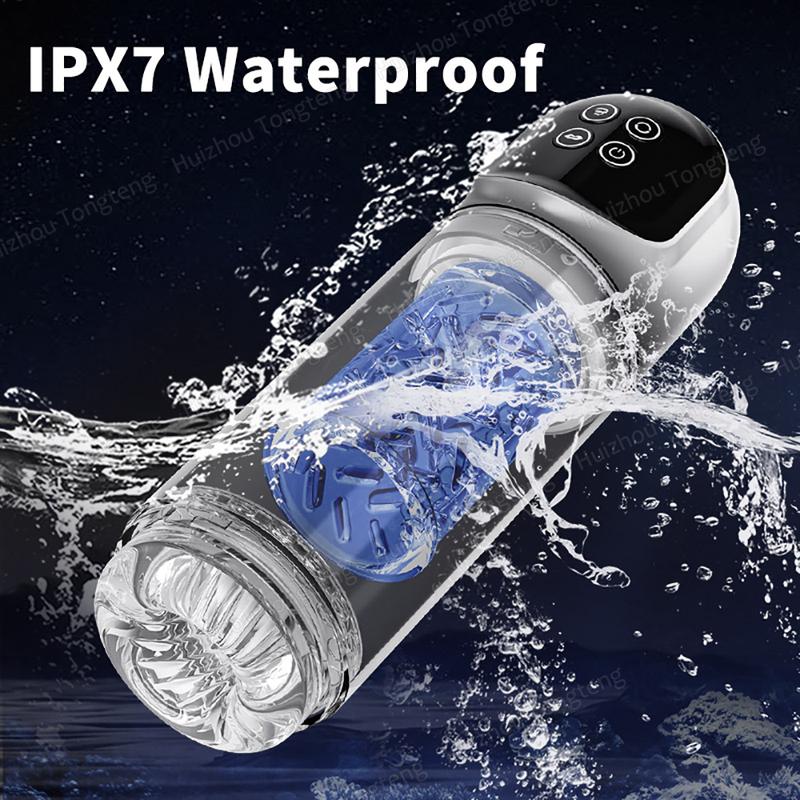 Neuer männlicher Masturbator mit automatischer Drehung und LCD-Anzeige, Saugen, Lecken, 6 Sekunden Vakuum-Penispumpe, Wasser-SPA, echte Taschenmuschi, Sexspielzeug für Männer ab 18 Jahren