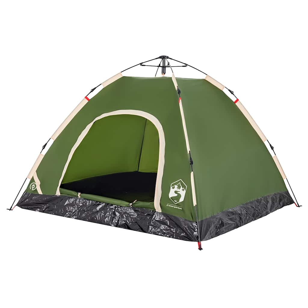 Vidaxl Tourist Tent, 3-Person, Green, Quick Setup