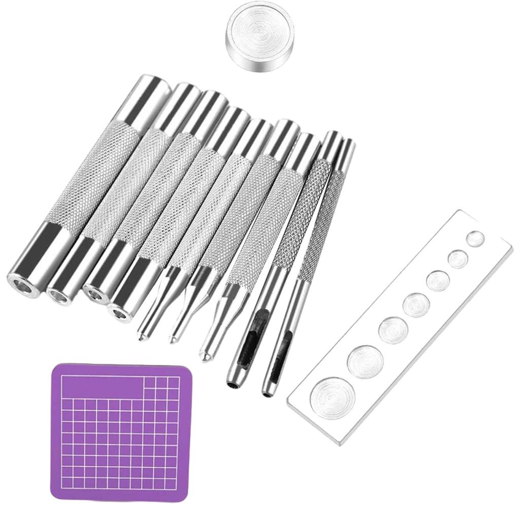 12 Buc. Unelte de Perforare pentru Piele, Setator de Capse pentru Instalarea Nasturilor cu Nituri, Piele