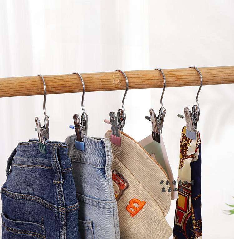 Stainless Steel Multifunctional Metal Hooks, Small Clips, Clothes Drying Racks, Socks Drying Clips, Hats, Pants Clips, Multifunctional