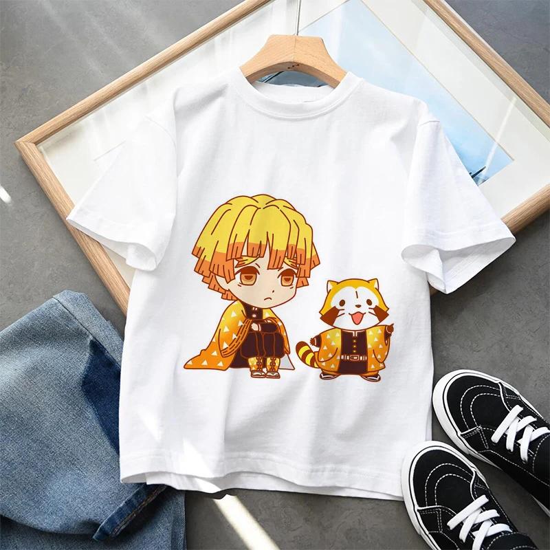 Plus Size Demon Slayer Anime Printed Men and Women Tshirt Casual Parent Child Top Fashion Cotton Summer Y2K Street Harajuku