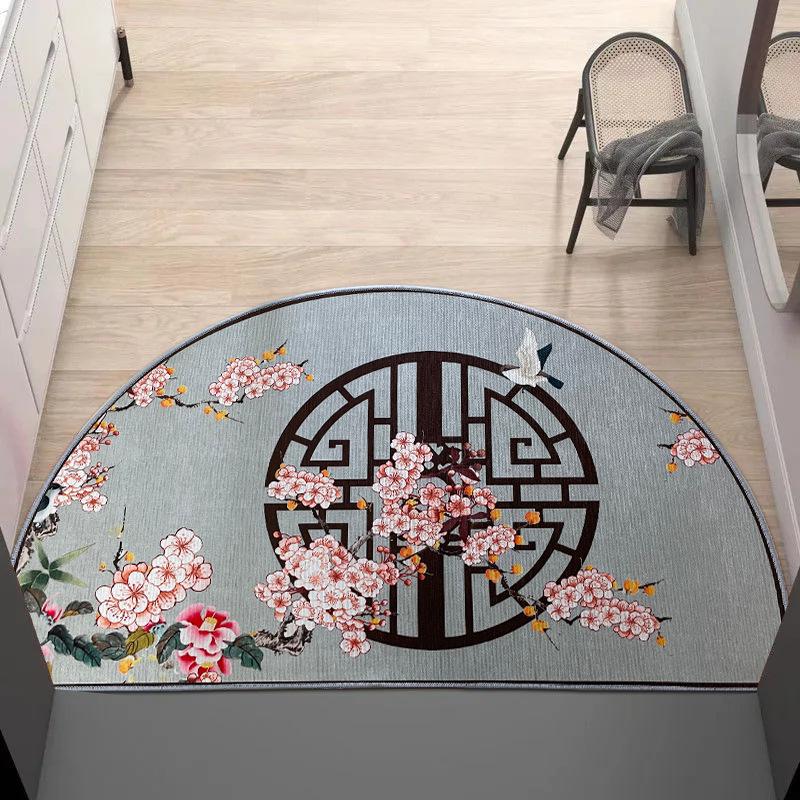 

Полукруглый коврик для пола в китайском стиле, коврик для входной двери, грязеотталкивающий коврик для ванной комнаты, впитывающий нескользящий ковер 50*100cm