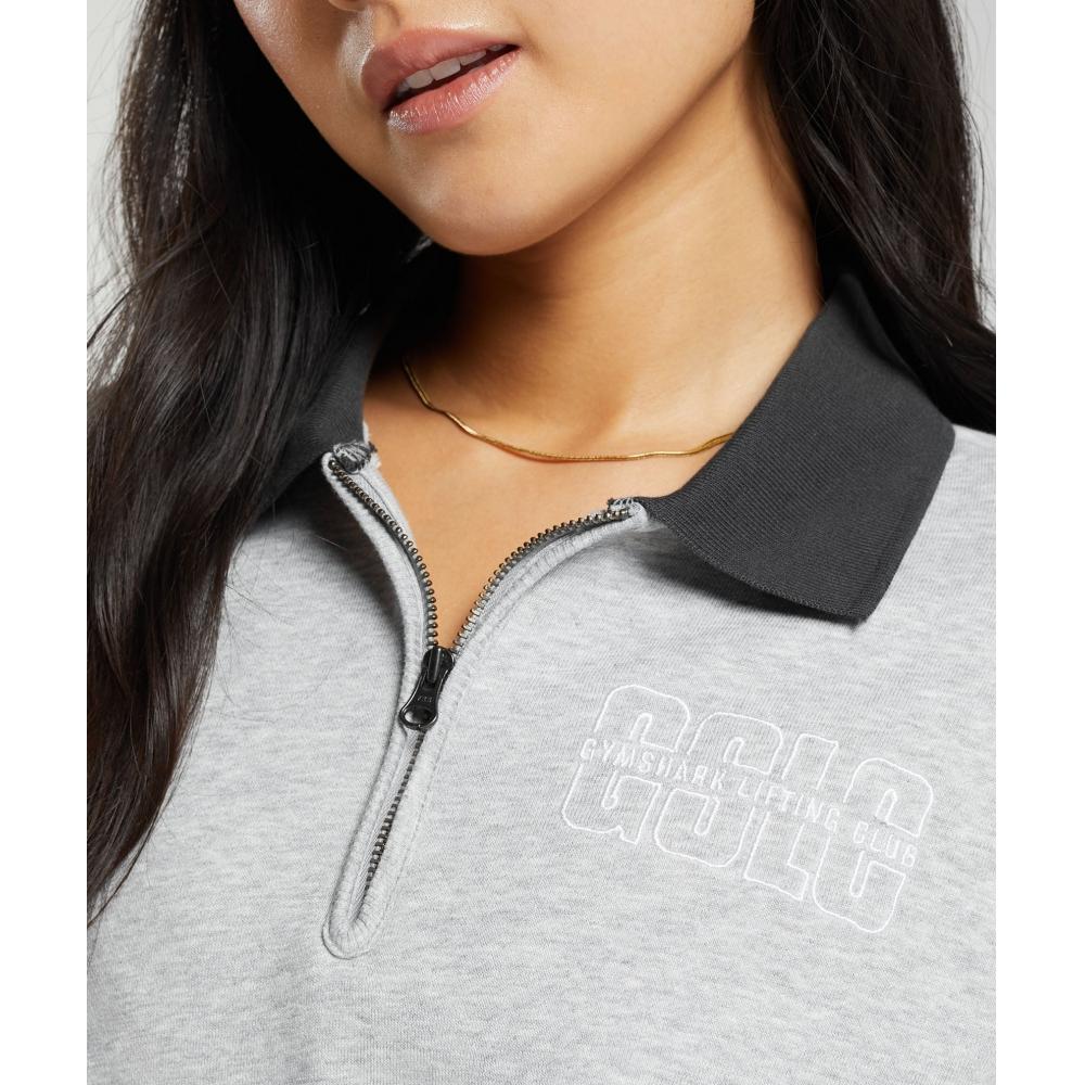 GYMSHARK Outline Graphic Oversized 1 4 Zip Pullover Light Grey Core Marl B6A3C GBCN
