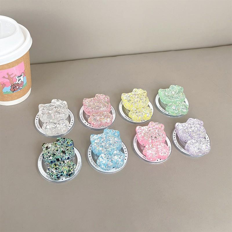 Korean Ins Style Transparent Glitter KT Cat Phone Airbag Bracket Magnetic Suction Magsafe Retractable Support