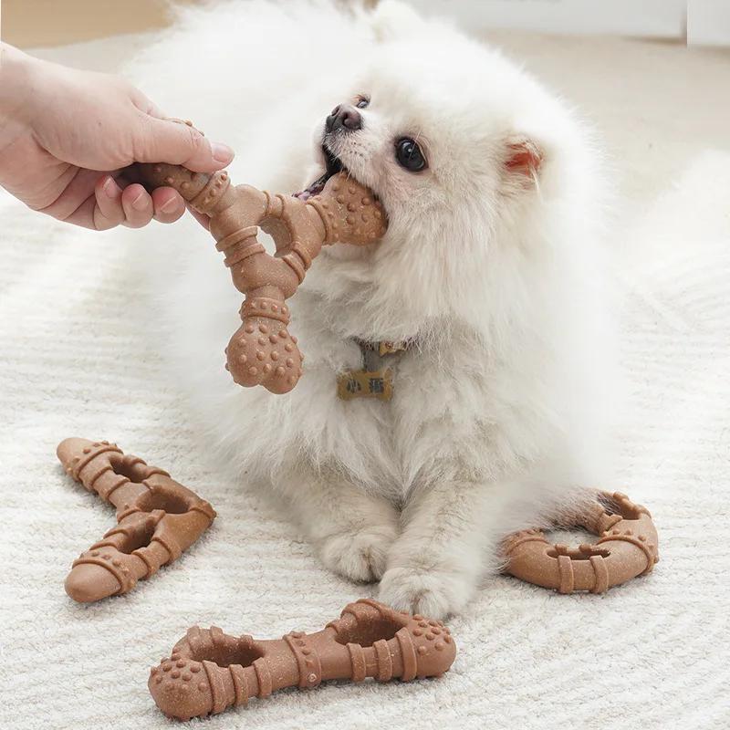 Dog Teething Toy Wood Plastic Bone Wear Resistant Bite Cleaning Teeth Alone Dog Undulator Pet Toy