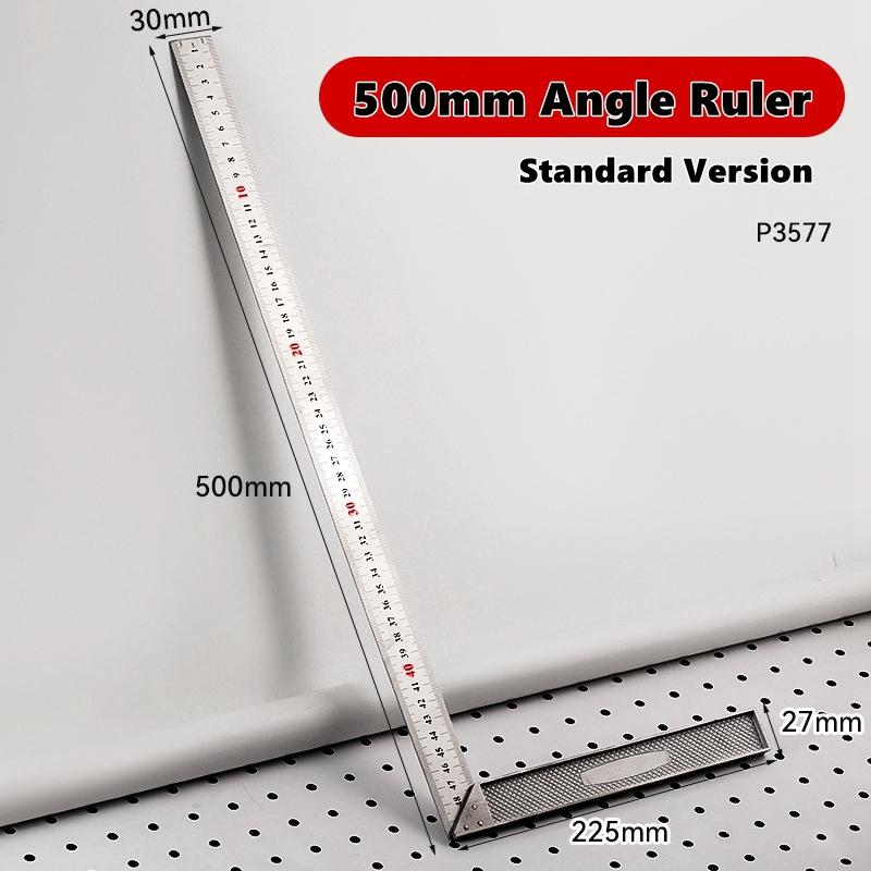 300/500mm Aluminiumlegierung Quadratisches Lineal Rechtwinklig 90° Winkelmesser Holzbearbeitungslineal Stahl Winkelmesser Messwerkzeuge Messlehre