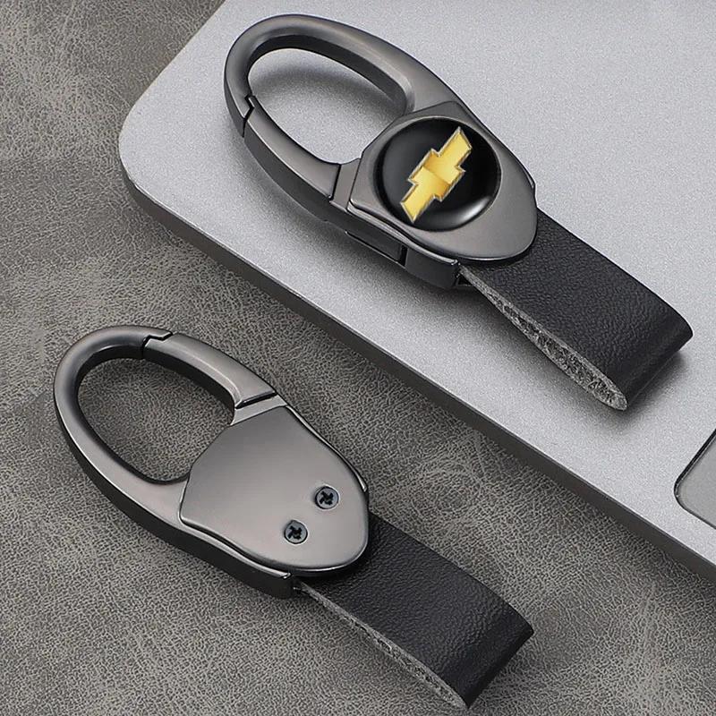 Alloy Car Keychain Luxury Leather Key Rings Pendant For Chevrolet Aveo Captiva Matiz Cruze Malibu Orlando Equinox Spark Sail S10