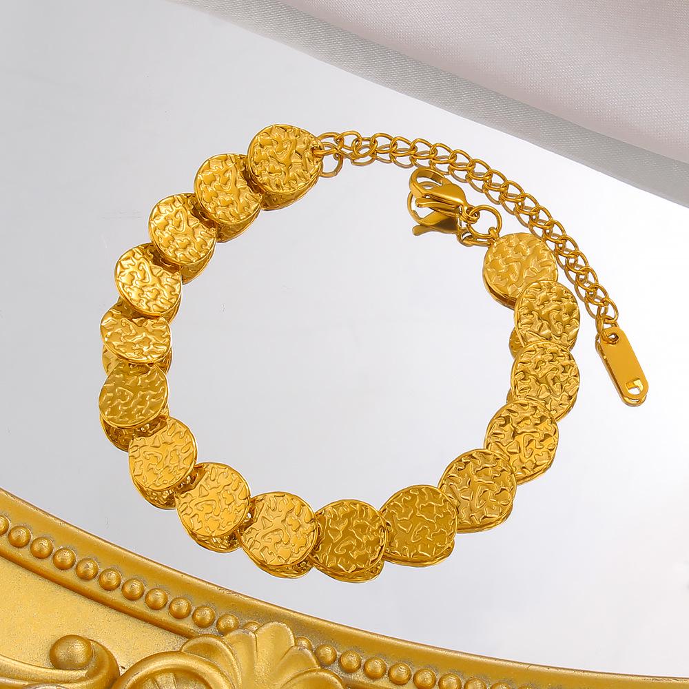 MeiShi Duo 18K Titanium Steel Ancient Coin Bracelet - Elegant INS Style Gift for Women