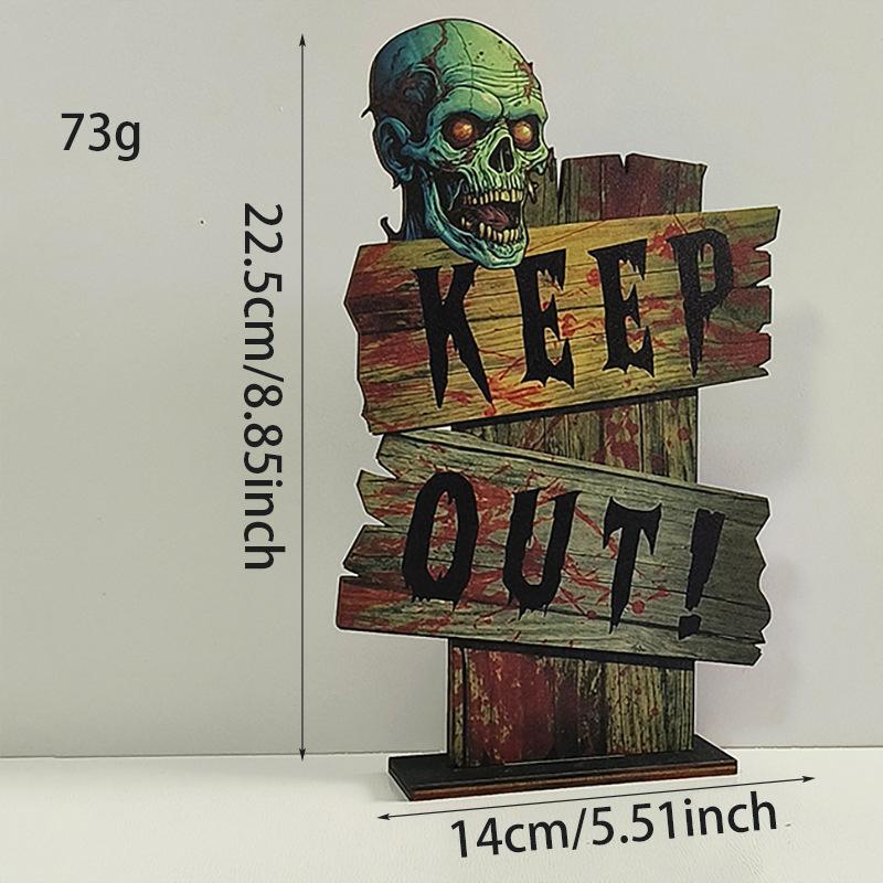 1pcs Vintage Halloween Wooden Decorations - Gothic Cross Ghost Desktop Ornament For Spooky Party Creative Home Decor