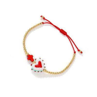Stilvolles buntes Kruzifix und Herz-Anhänger-Armband Verstellbare Handgelenkkette Für den täglichen Gebrauch Perfektes Geschenk für Frauen