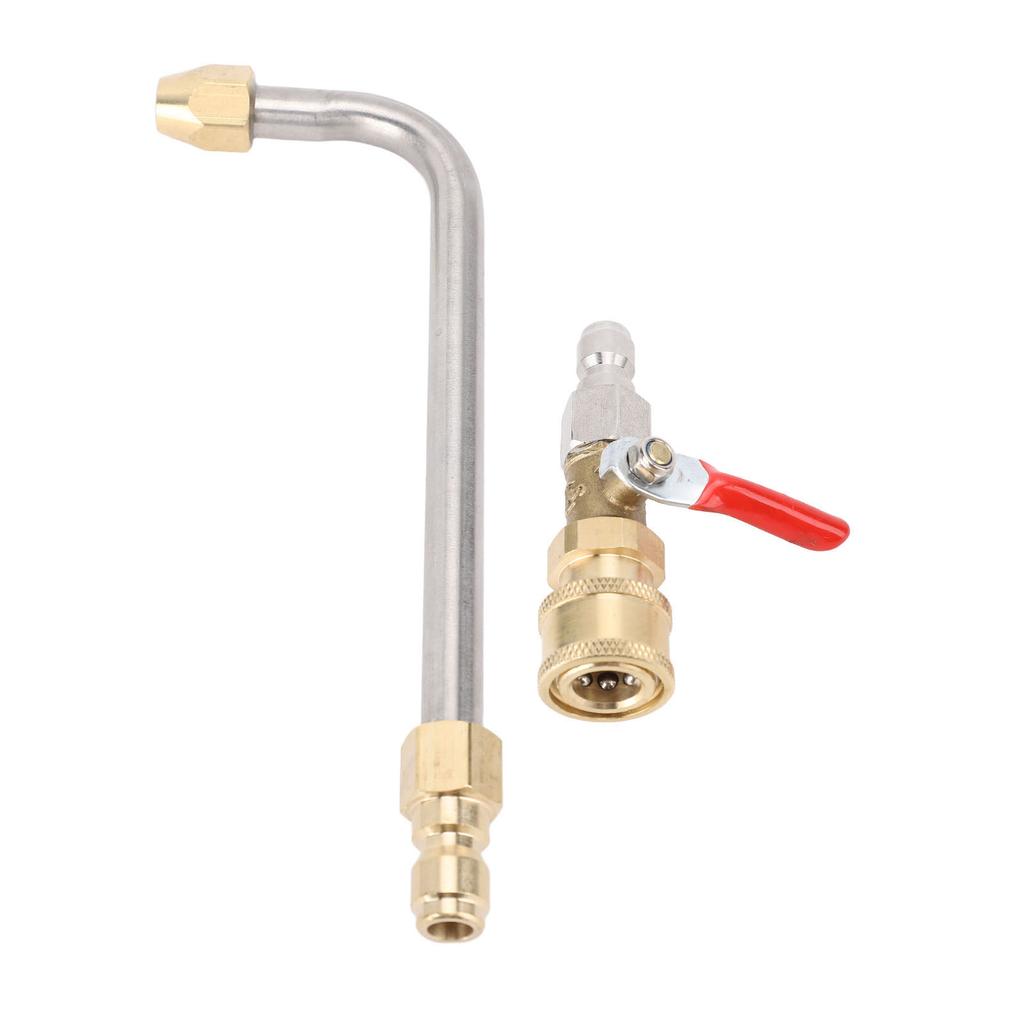Curved Pressure Washer Extension Wand with Ball Valve 1 4 Inch Connector Power Washer Gutter Cleaner Attachment Rod U