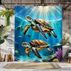 Sea Turtle Shower Curtain Underwater Ocean Life Art Tropical Decor Waterproof Fabric Bath Curtain Set Home Decoration