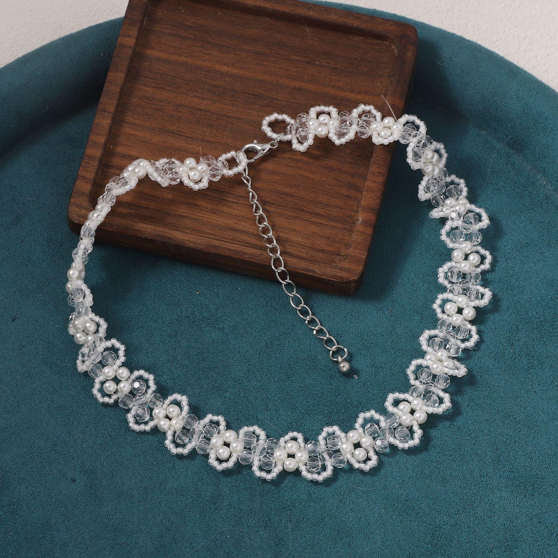 Французская нежная и романтичная хрустальная рисовая бусина белая цепочка на ключицу имитация жемчуга легкая роскошь высококачественное ожерелье