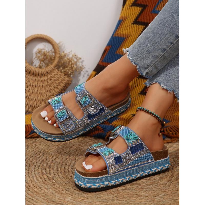 Mode 2025 Neue Mode Helle Synthetikbezug Schnalle Dicke Sohle Hohe Qualität Plateau-Sandalen Damen Sommer Outdoor Mode Hausschuhe