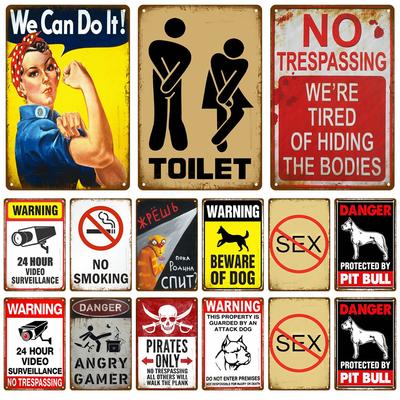 Attenzione Pericolo Attenti Segno di Metallo Targa Vintage Segno di Latta Piastra Decorazione Murale per Casa Bar Club Man Cave Arte Pittura Poster Regalo