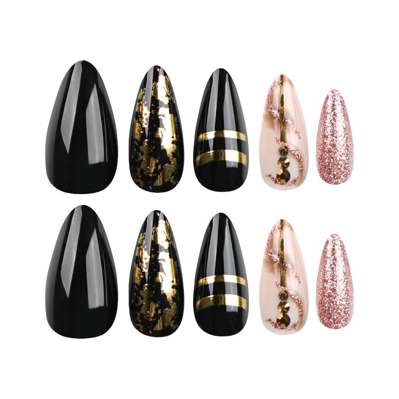 Cross-border foreign trade wearable nail sticker wholesale bronzing wearable nail manicure piece pointed fake nail nail piece