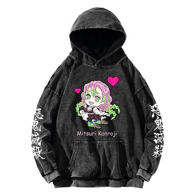 Kanroji Mitsuri Hoodie Anime Demon Slayer Sweatshirt Für Damen Herren Kleidung Langarm Streetwear Gewaschene Baumwolle Kapuzenpullover