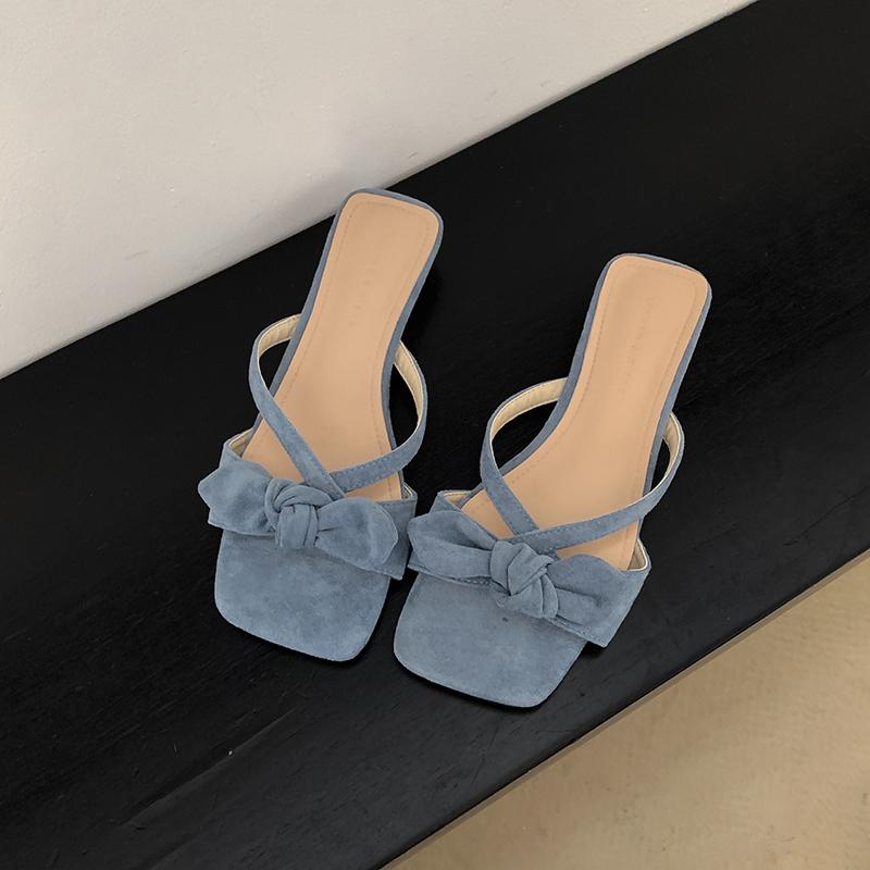 

Дизайнерские летние женские модные шлепанцы с бантом-бабочкой, повседневные шлепанцы с открытым носком для пляжного отдыха, туфли для вечеринок 38 синий
