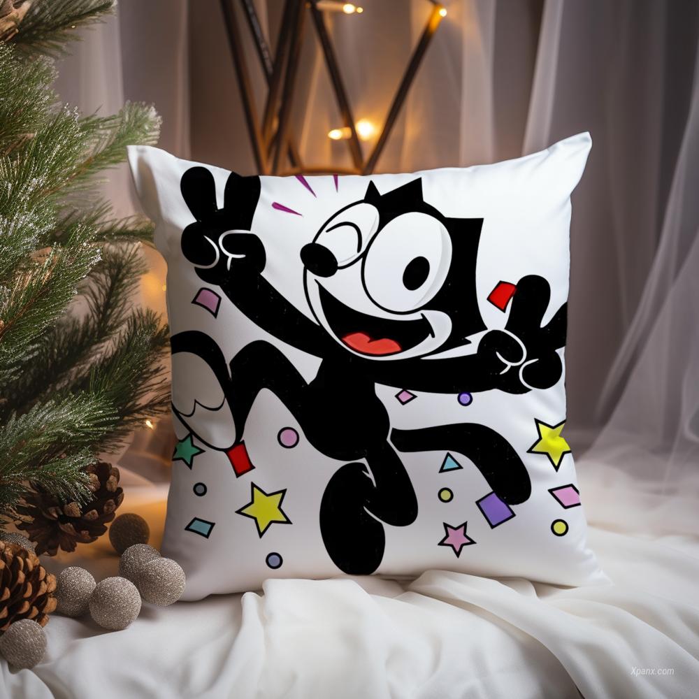 cute cat Felix the Cat Cushion Cover Premium Comfort Reversible Pillow Cove -Two in One Design for Any Room & Car Interior 12x12Inch