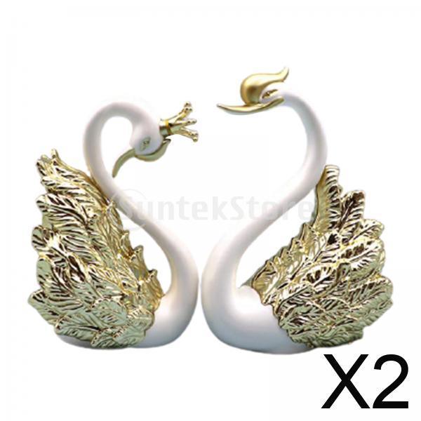2pcs/Lot Crown Glass Table Swan Baking Decorative Birthday Anniversary Ornament Cake Topper Figure Paper Weight Desk Home Decor