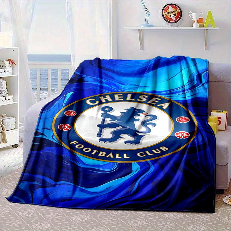 Football Club Emblem Lion Blanket Flannel Blanket for Bed, Sofa, Camping, Hiking, Picnic Essentials, Gift for Family Fan Gifts