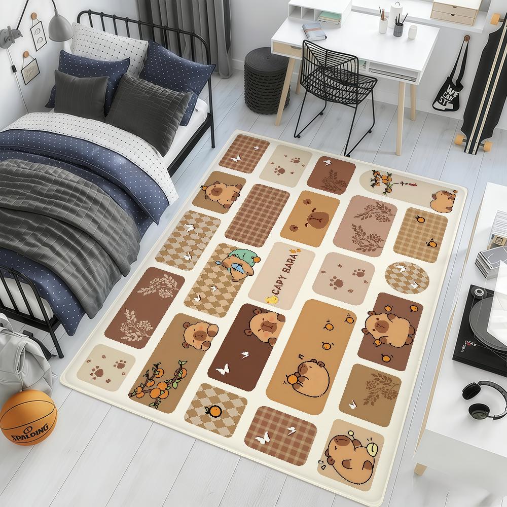

cartoon cute art Capybara kawaii hogar Bedside Rug Kitchen Bath Floor Mat Hallway Balcony Carpet Entrance Doormat Decor Home 40cm x 60cm