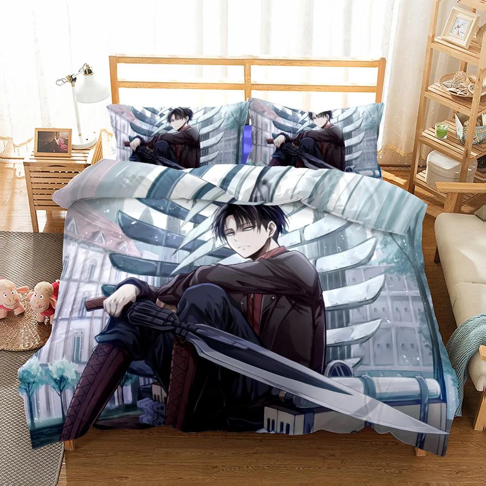 Anime A-Attack On T-Titan Bedding Set Kawaii Loli Boy Duvet Cover 3D Print Japan Cartoon Bed Quilt Cover Pillowcase No Sheets