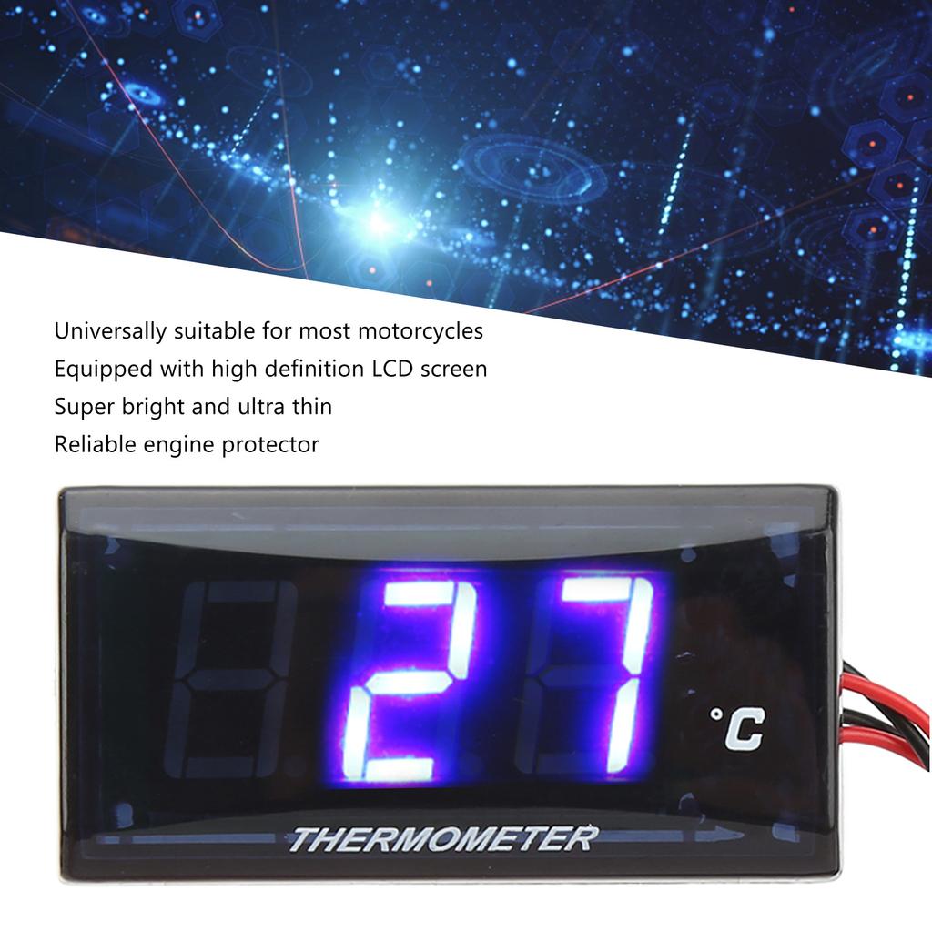 Motorcycle Digital Water Temperature Gauge Thin 12V LCD With 22mm Sensor Adapter for Most Motorbikes
