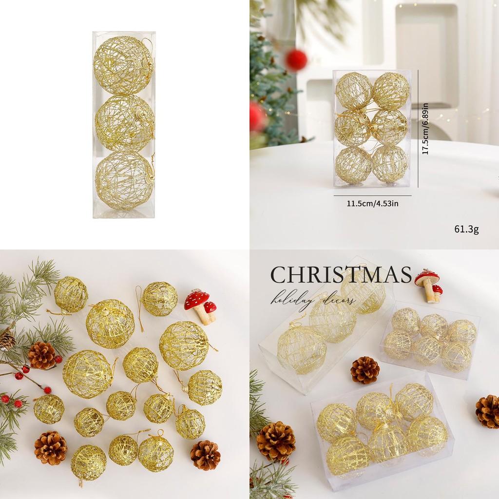 Christmas Ball Decoration Set With Metallic Hollow Ornaments For Holiday Home Decor
