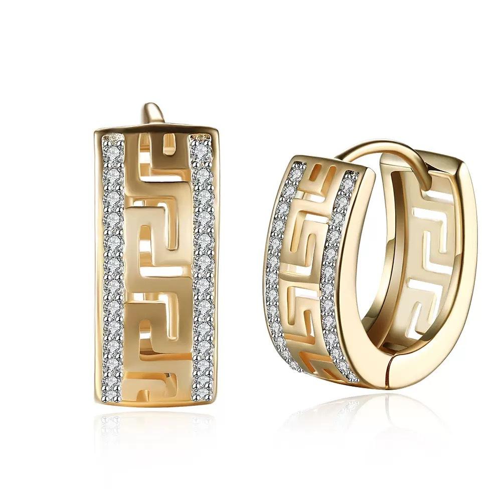 Light Luxury Micro Paved Zircon Geometric Hoop Earrings Delicate Texture Row Diamond Ear Cuffs Fashion Jewelry For Women