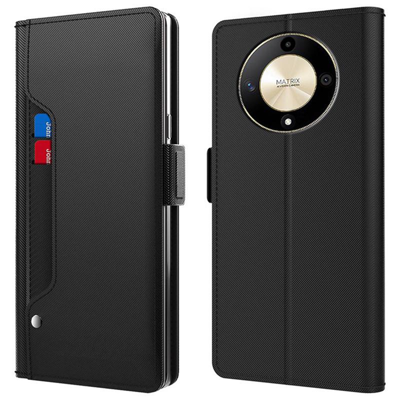 Für Honor X9b 5G/Magic6 Lite 5G Handyhüllen Spiegeldesign PU-Leder Handyhülle mit Kartenfach