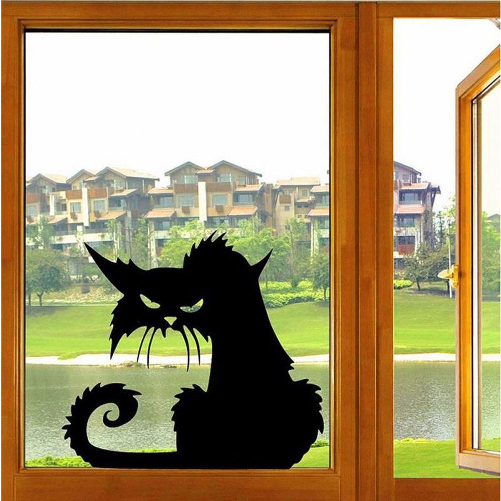 

Black Cat Wall Sticker Waterproof Door Sticker Creative Cat Window Sticker Home Decor